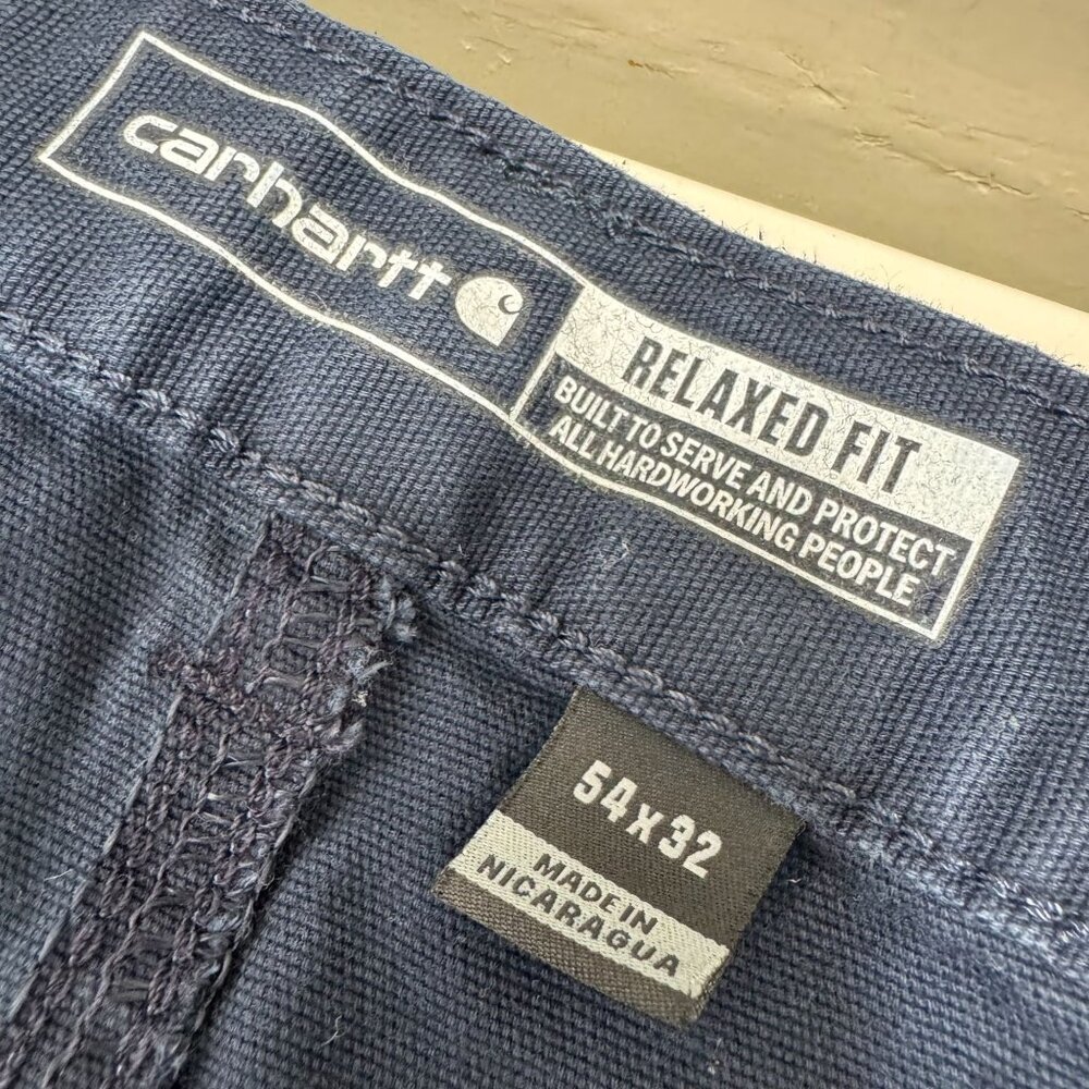 Carhartt 5 Pocket Work Pants 54X32 Relaxed Fit Rugged Flex Stretch Canvas Blue - Picture 3 of 12